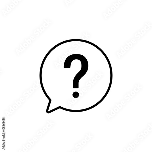 Question mark in line speech bubble. Help sign. Support linear concept. Message bubble symbol. Vector isolated on white. 