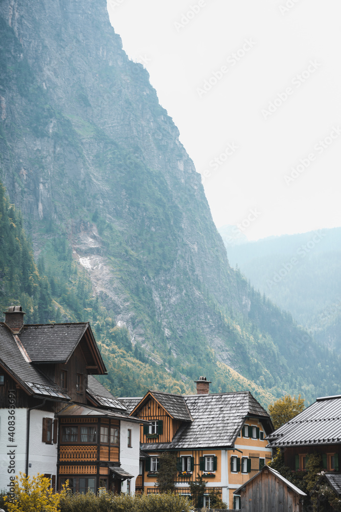 Hallstatt mountain village in the mountains