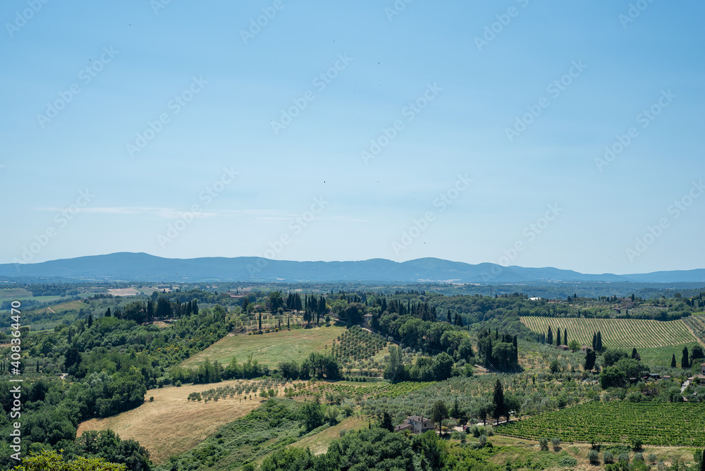 Tuscany, Italy - June 18, 2017: View of Tuscany land