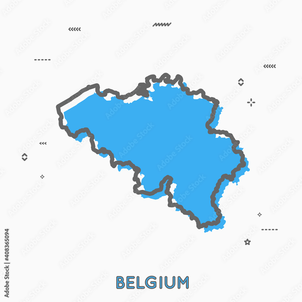 Belgium map in thin line style. Belgium infographic map icon with small thin line geometric figures. Vector illustration Belgium map linear modern concept