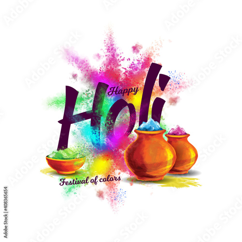 Holi Indian festival creative vector illustration. colored paint cloud. Indian festival of colors Holi happy. drawing elements to design a poster and flyer, gift cards, art.