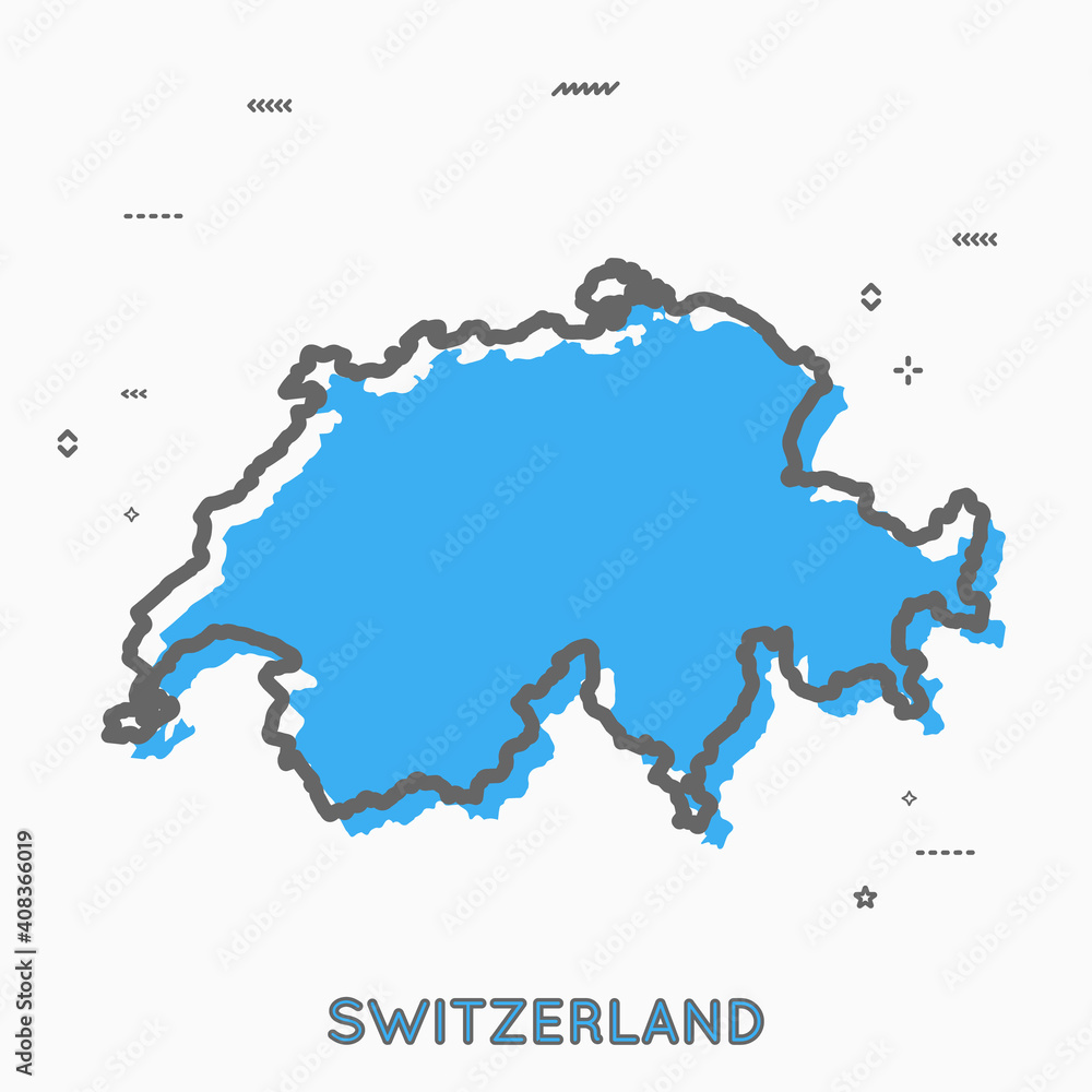 Switzerland map in thin line style. Switzerland infographic map icon with small thin line geometric figures. Vector illustration Switzerland map linear modern concept