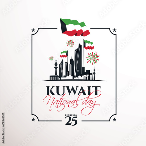 vector illustration celebration 25-26 February national day Kuwait, festive icon 