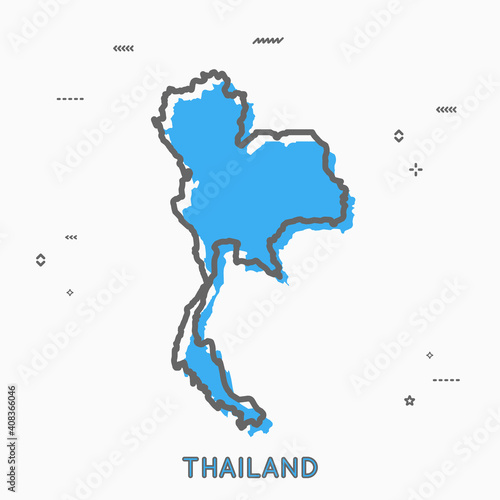Thailand map in thin line style. Thailand infographic map icon with small thin line geometric figures. Vector illustration Thailand map linear modern concept