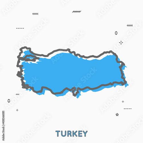 Turkey map in thin line style. Turkey infographic map icon with small thin line geometric figures. Vector illustration Turkey map linear modern concept