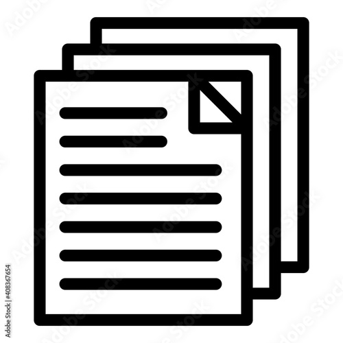 Office papers icon. Outline office papers vector icon for web design isolated on white background