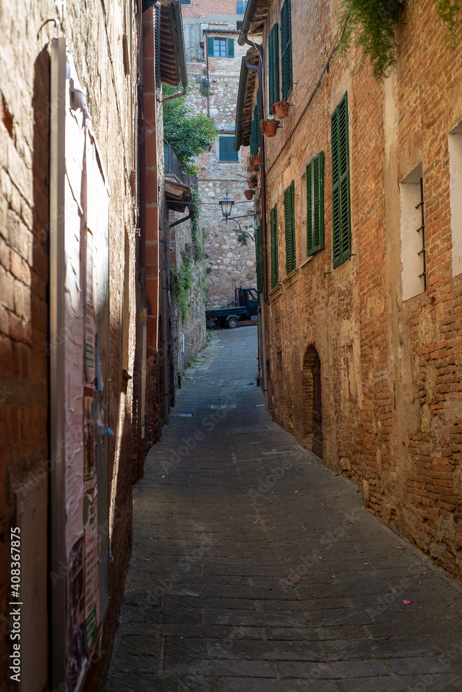 Fototapeta premium Montepulciano, Tuscany, Italy - June 19, 2017: Walking in Montepulciano