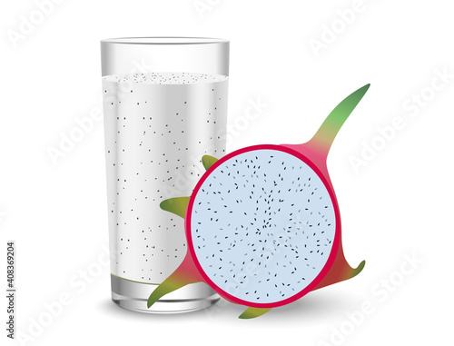 A glass of white dragon fruit juice