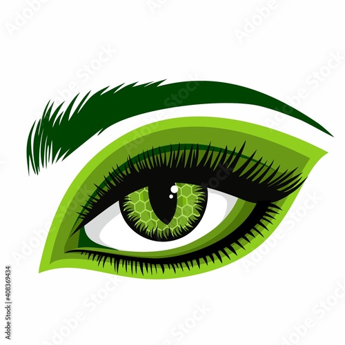 Look, reptile, Female look with reptile makeup. Snake eyes.