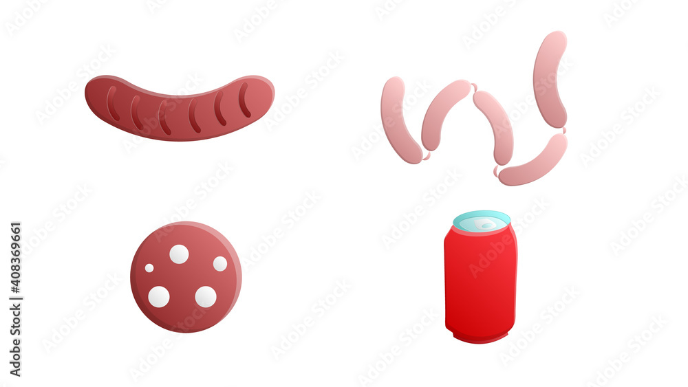 Fototapeta premium Barbeque related things hand drawn illustration. Vector