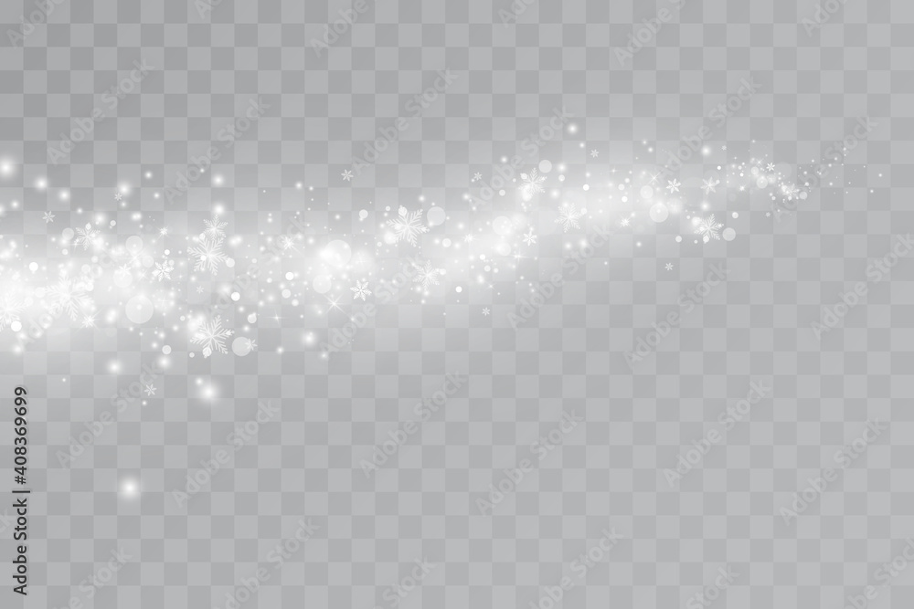 Glow effect. Vector illustration. Christmas dust flash. Snow is falling. Snowflakes. Glow effect. Vector illustration. Christmas dust flash. Snow is falling. Snowflakes.