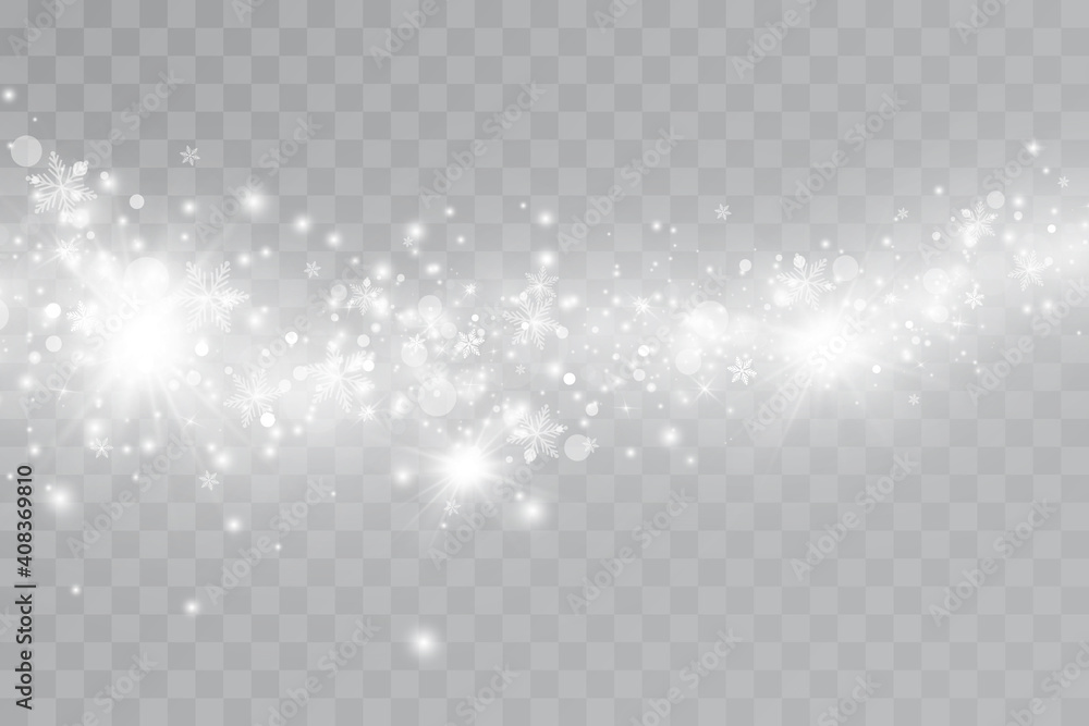 Glow effect. Vector illustration. Christmas dust flash. Snow is falling. Snowflakes. Glow effect. Vector illustration. Christmas dust flash. Snow is falling. Snowflakes.
