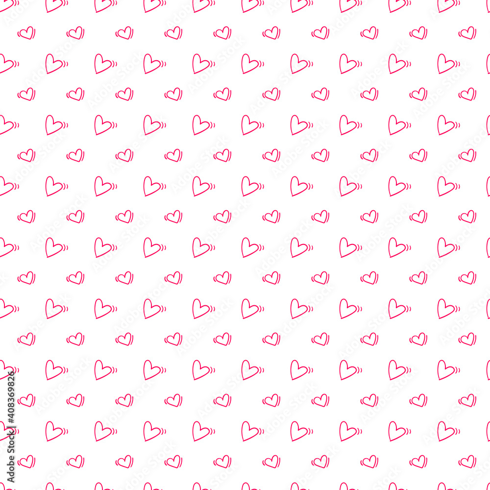 Seamless pattern with valentines day and love monochrome objects in doodle style on white background
