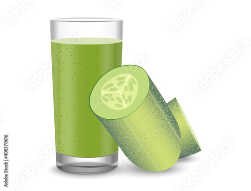 A glass of green cucumber juice