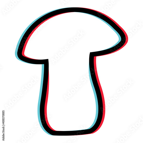 symbol of the magic mushroom with two multiple layers, vector logo of hallucinogenic mushroom, a magic stereoscopic effect