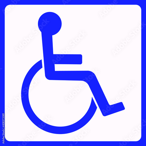 Wheelchair, handicapped or accessibility parking or access sign flat vector icon for apps and print