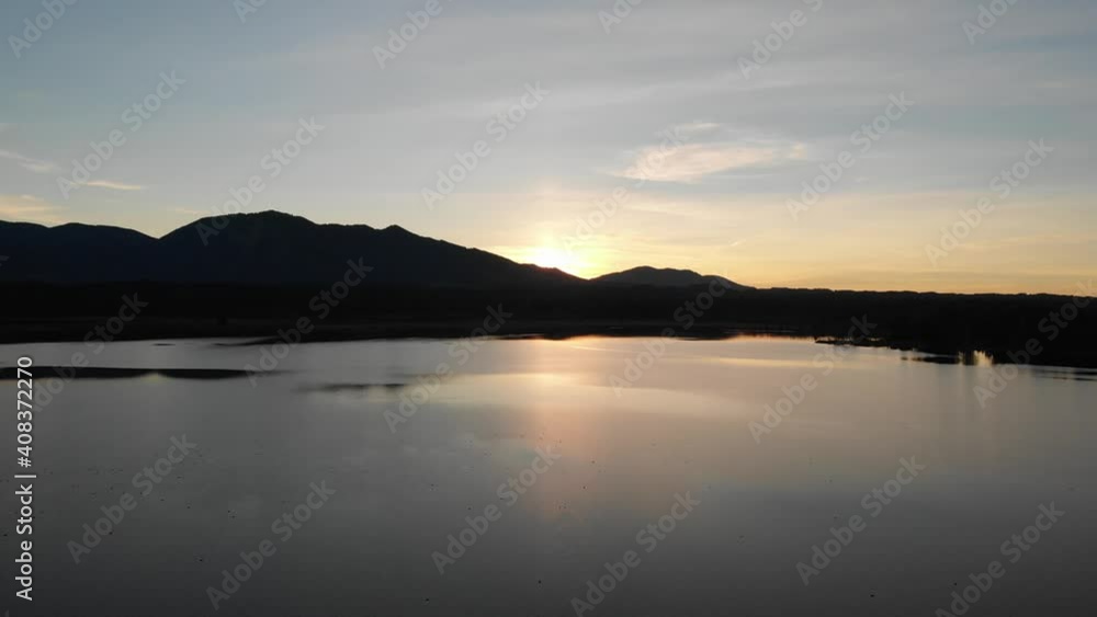 Staffelsee lake in Germany Bavaria recorded in the afternoon twilight flying over the lake with a DJI drone in 4k with ND filters Staffelsee lake in Germany Bavaria recorded in the afternoon twilight flying over the lake with a DJI drone in 4k with ND filters