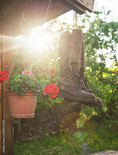 Traditional leather boots w...