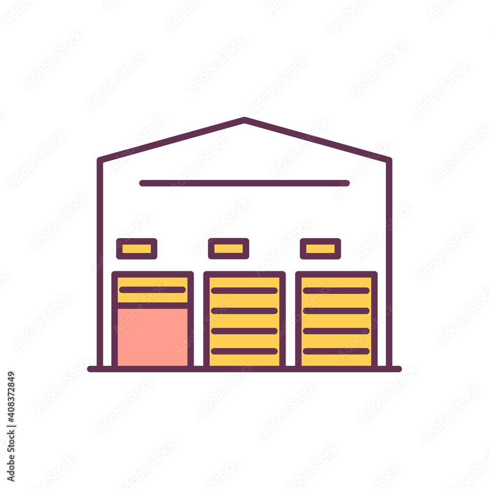 Cost reduction measures RGB color icon. Warehouse services. Finance saving strategy. Company improvement. Value chain components. Low-Cost country sourcing . Isolated vector illustration Cost reduction measures RGB color icon. Warehouse services. Finance saving strategy. Company improvement. Value chain components. Low-Cost country sourcing . Isolated vector illustration