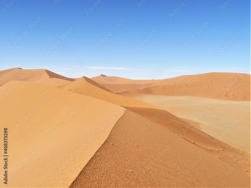 Overlooking into desert from Big Daddy sand dune in Sossuvlei Namibia. Overlooking into desert from Big Daddy sand dune in Sossuvlei Namibia.