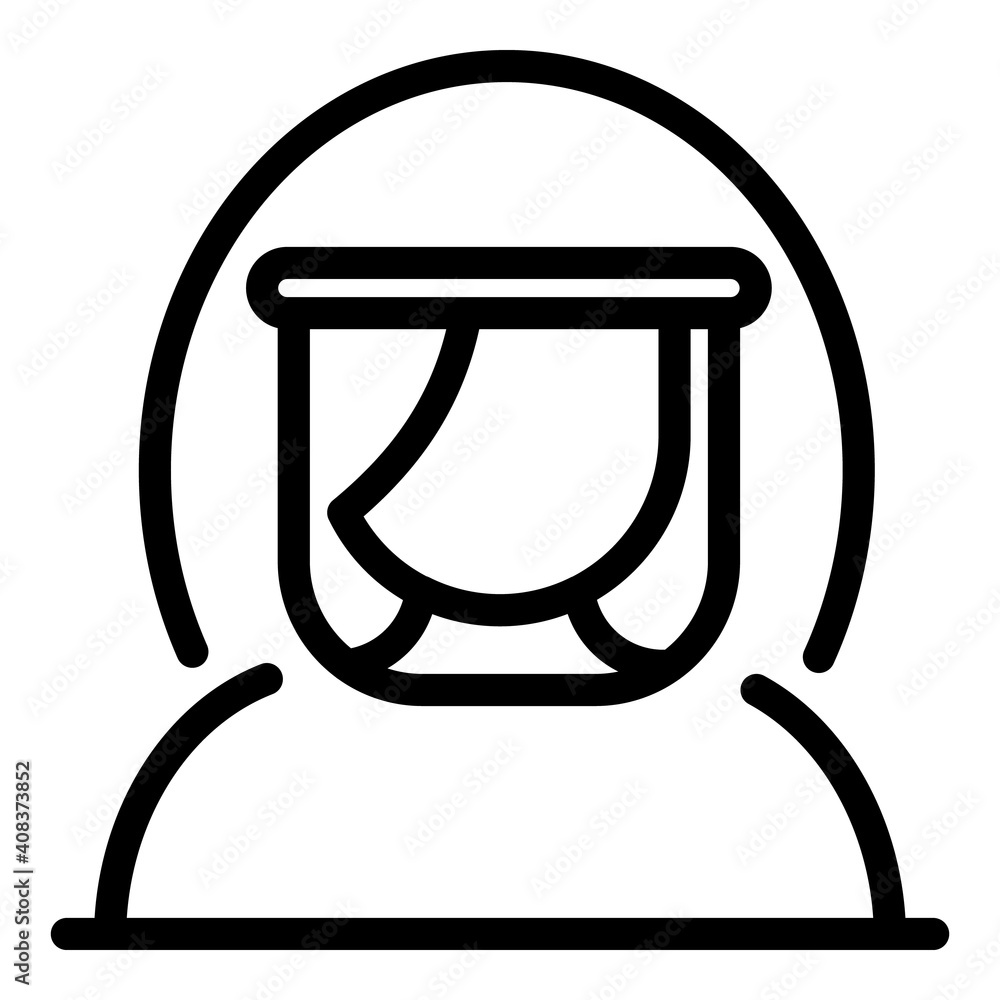 Woman face shield icon. Outline woman face shield vector icon for web design isolated on white background Woman face shield icon. Outline woman face shield vector icon for web design isolated on white background