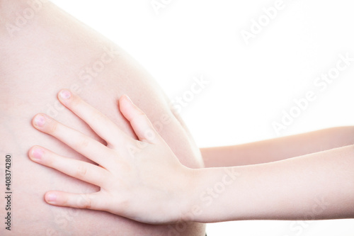 image of stomach hand white background  © jonicartoon