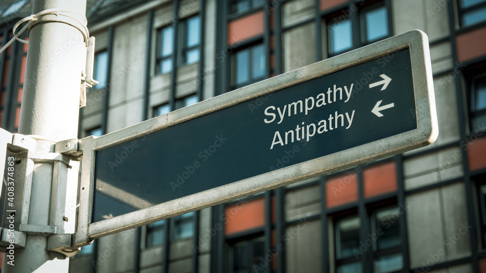 Obraz premium Street Sign to Sympathy versus Antipathy
