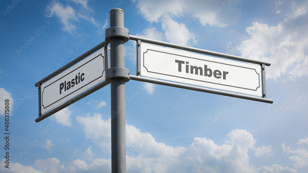 Fototapeta premium Street Sign Timber versus Plastic