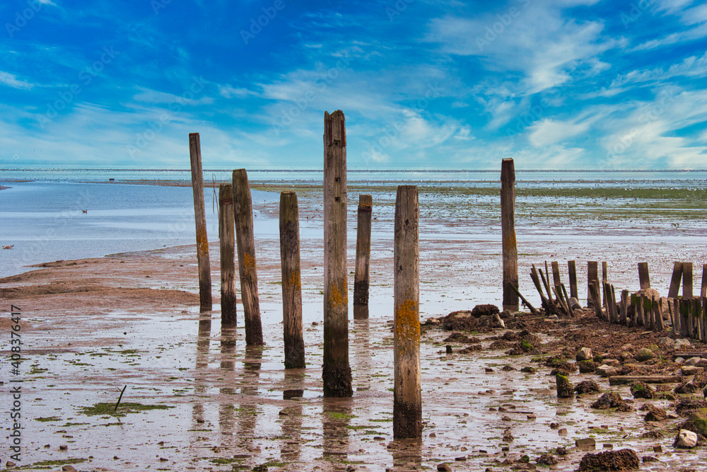 Texel Island - sea with blue sky and white clouds Texel Island - sea with blue sky and white clouds