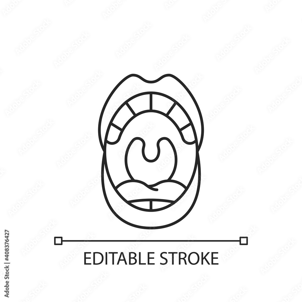 Oral cavity linear icon. Anatomy of oral cavity. Cosmetic dentistry
