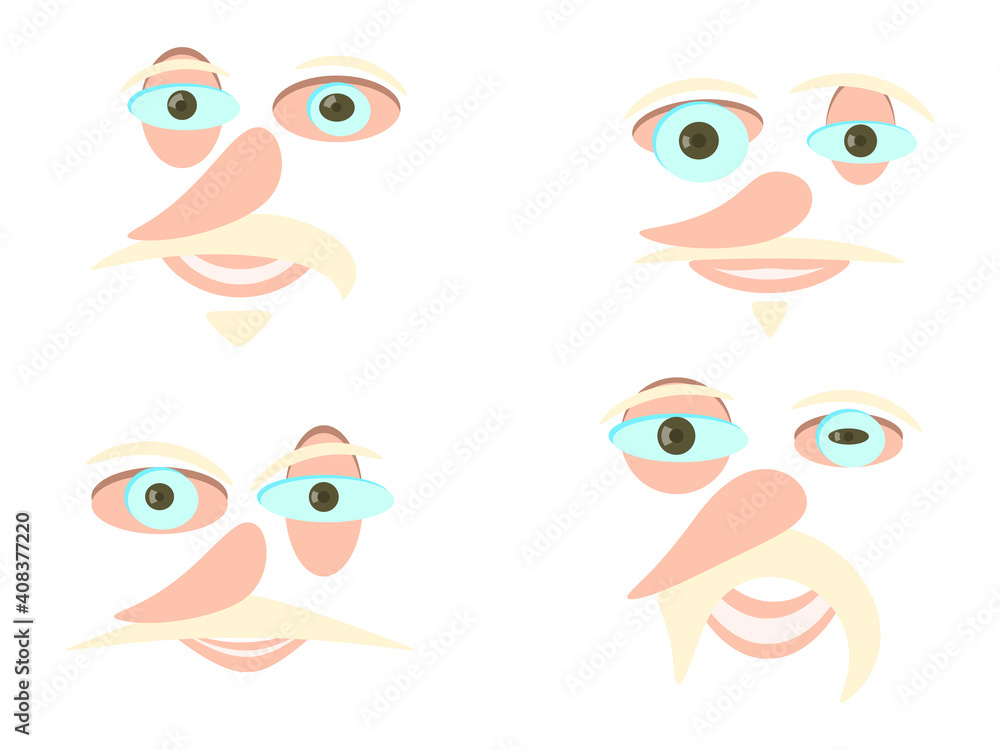Contemporary portrait. Set of faces with expressive emotions in a modern style. Male avatars isolated on white background. Vector illustration Contemporary portrait. Set of faces with expressive emotions in a modern style. Male avatars isolated on white background. Vector illustration