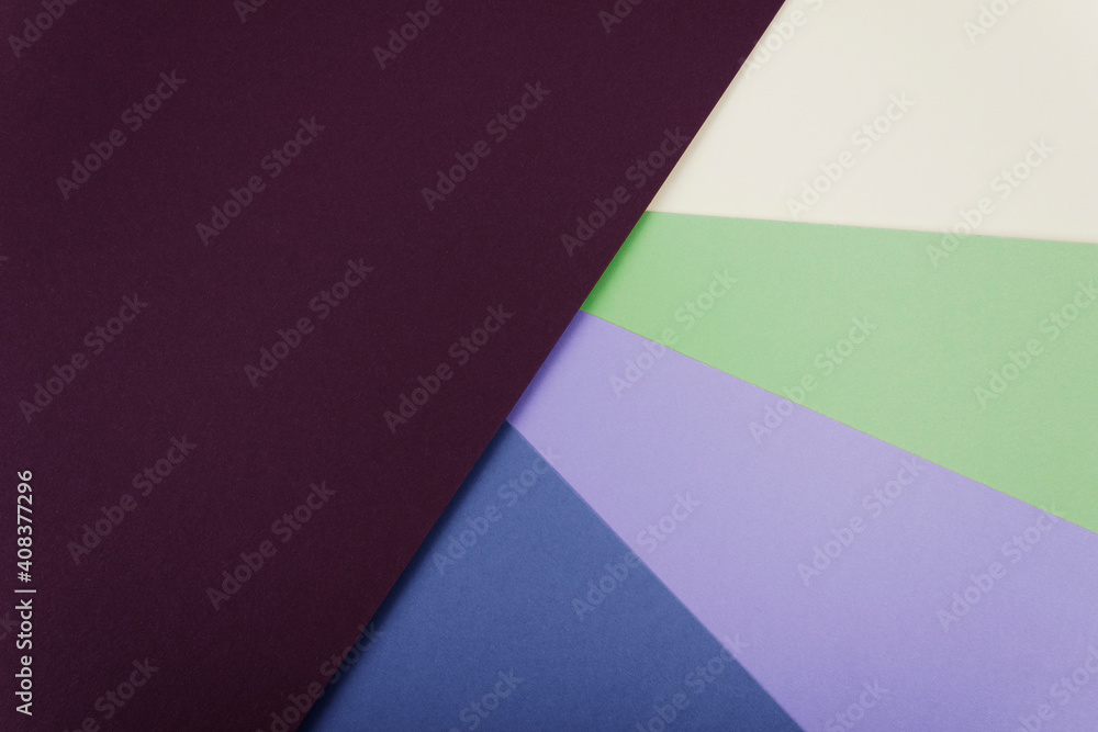 Abstract colored paper texture. Geometric shapes and lines. Minimalist background. Flat lay. Copy space.