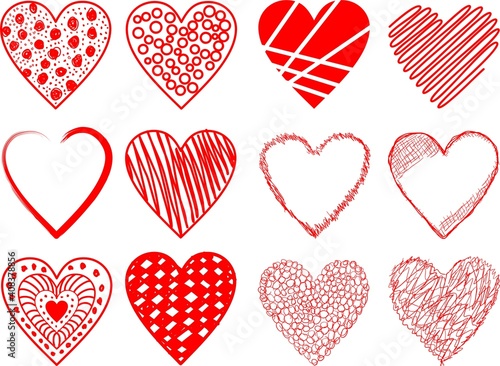 Set of hearts for Valentine's Day. Vector clip art for February 14.