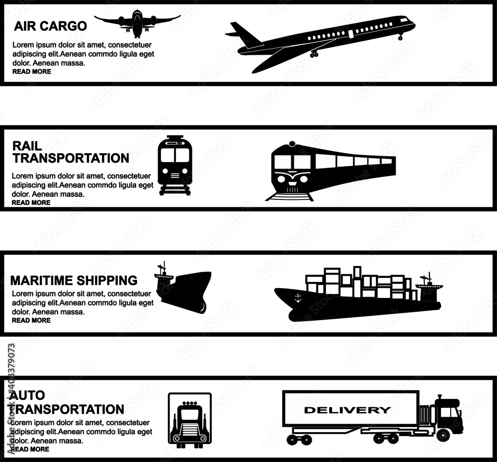 Vector Transportation Flat Icons. Truck and train, plane and shipVector Transportation Flat Icons. Truck and train, plane and ship

