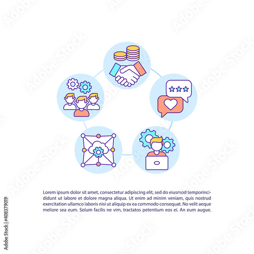 Win win solution concept icon with text. Good service created for customer and creator. PPT page vector template. Brochure, magazine, booklet design element with linear illustrations