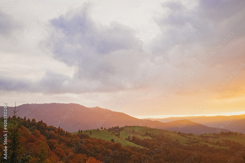 Majestic sunset in the mountains Majestic sunset in the mountains