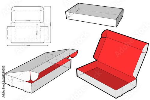 Thin cardboard box for sending mail. Highly recommended for technological and electronic products. Ease of assembly, no need for glue (Internal measurement 20x10x3 cm) and Die-cut Pattern