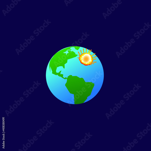 earth planet asteroid impact illustration
