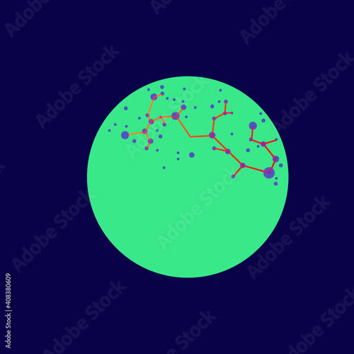 Sci-fi icon of planet with textured surface.
