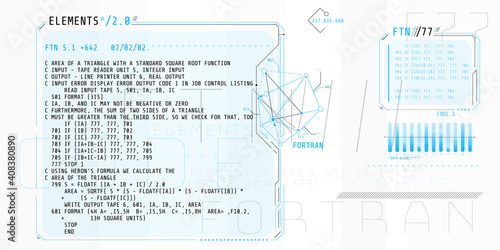 HUD interface elements with part of the code Fortran.