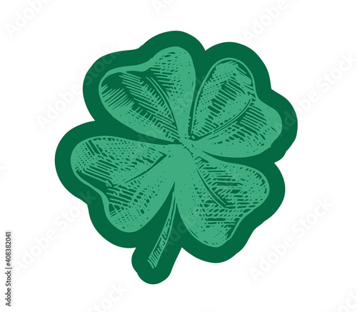 Clover, hand drawn style. Patrick day.
Vector illustration.	