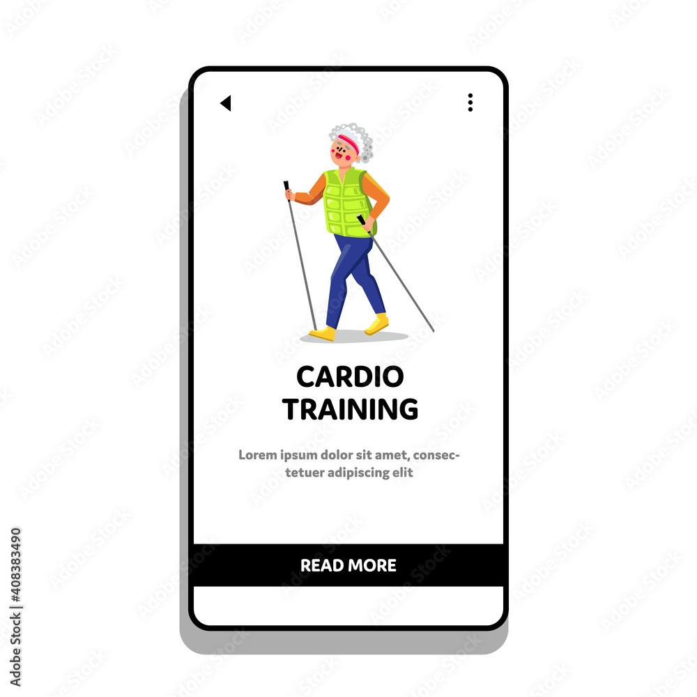Cardio Training Exercising Old Lady Athlete Vector