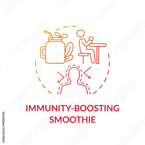 Immunity-boosting smoothie concept icon. Home beauty treatment idea thin line illustration. Fruits and vegetables. Maintaining health. Strengthening immunity. Vector isolated outline RGB color drawing