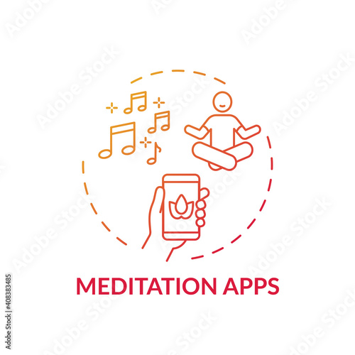 Meditation apps concept icon. Home beauty treatment idea thin line illustration. Effective self-helper. Patience and tolerance. Increasing self-awareness. Vector isolated outline RGB color drawing