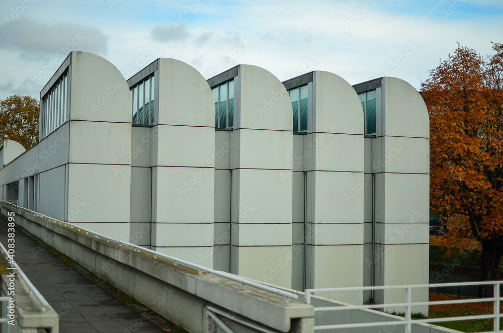 Berlin, Germany - October 16, 2013: Bauhaus Museum under the blue sky