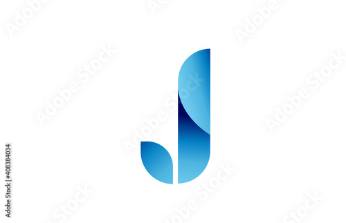 J creative blue gradient alphabet letter logo for branding and business. Design for lettering and corporate identity. Professional template icon