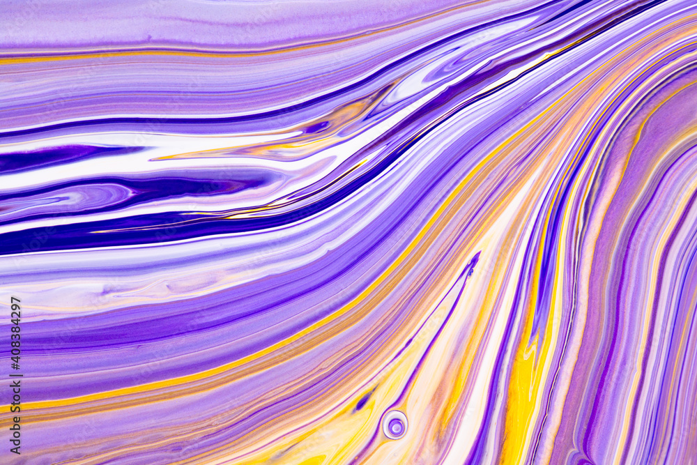 Fluid art texture. Backdrop with abstract mixing paint effect. Liquid acrylic picture that flows and splashes. Mixed paints for baner or wallpaper. Purple, yellow and white overflowing colors Fluid art texture. Backdrop with abstract mixing paint effect. Liquid acrylic picture that flows and splashes. Mixed paints for baner or wallpaper. Purple, yellow and white overflowing colors