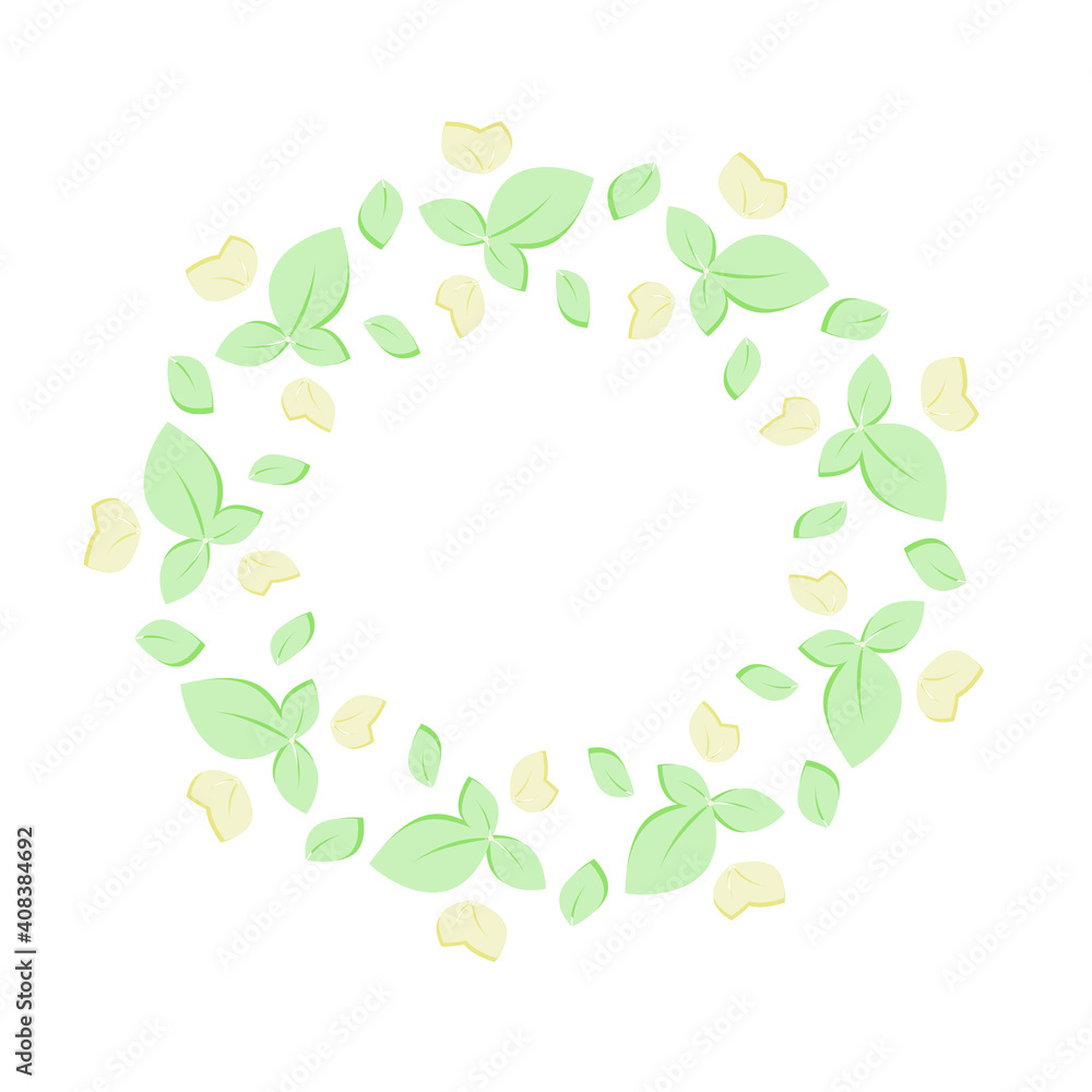 Wreath of leaves. Round frame with leaves, decorative design element. Wreath of leaves. Round frame with leaves, decorative design element.