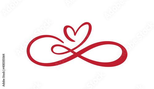 Heart love sign forever Laser cut. Infinity Romantic symbol linked, join, passion and wedding logo. Template for t shirt, card, poster. Design flat element of valentine day. Vector illustration