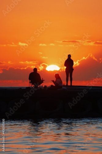 family at sunset